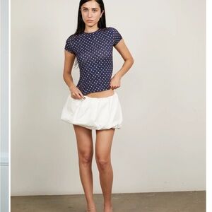 Miaou Navy Tee with Yellow Polka Dots